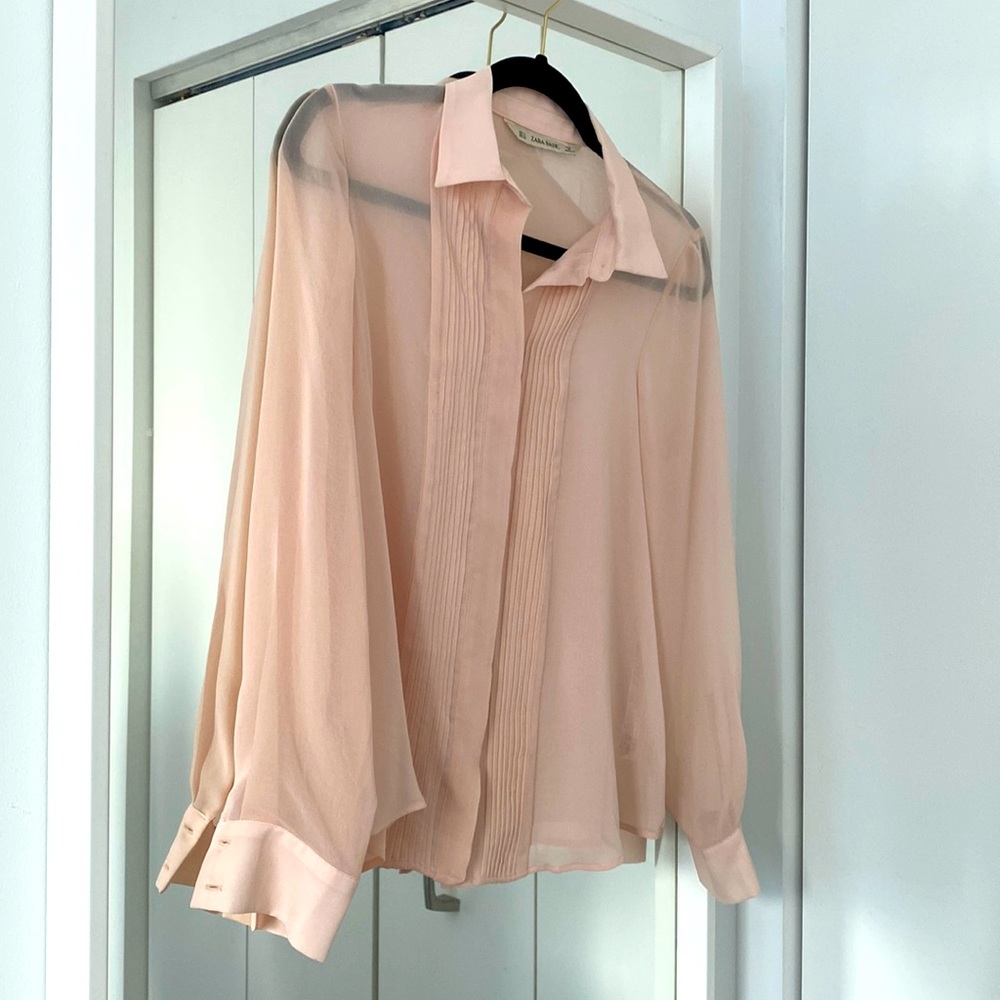 Zara Basic Pink Button Down Shirt - image 1